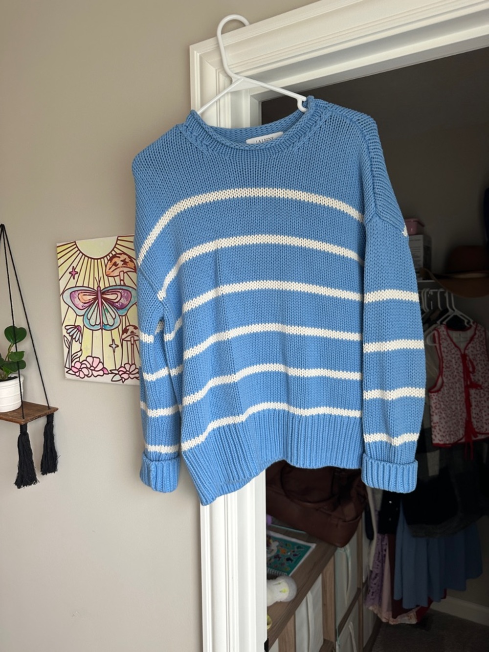 La Ligne Blue and White Striped Crewneck Sweater